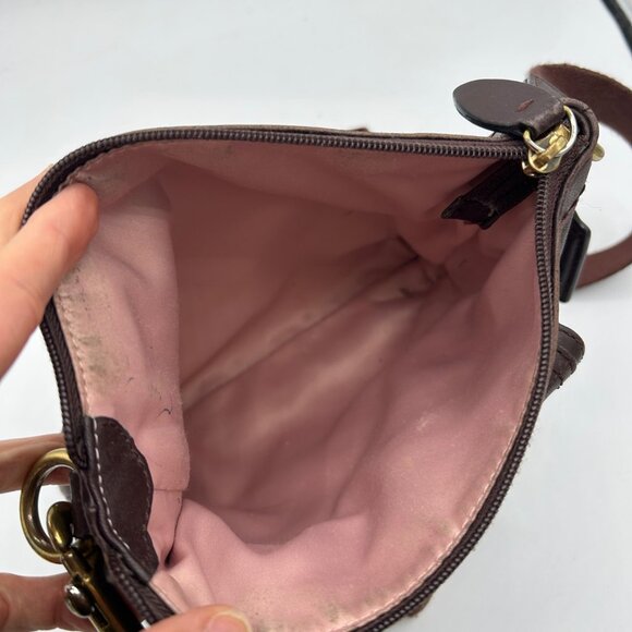 Coach Penelope Brown Leather Swingpack Crossbody Bag Purse Turn Lock Women's - Picture 6 of 7